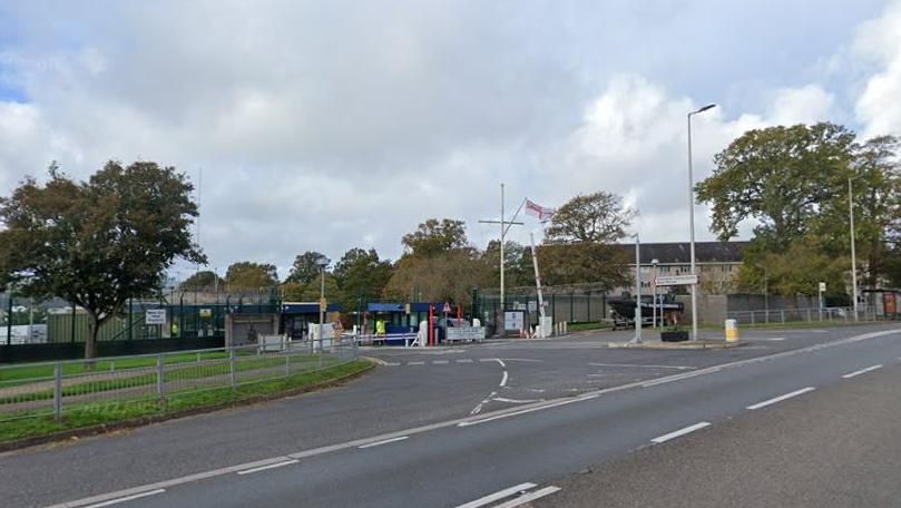 The entrance to the Royal Marines' Commando Centre at Lympstone