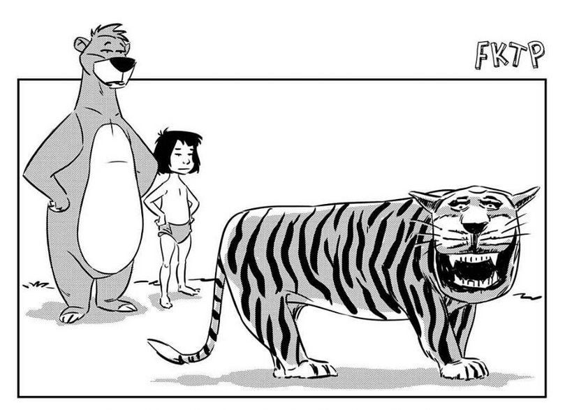 A copy of Jungle Book characters and the tiger