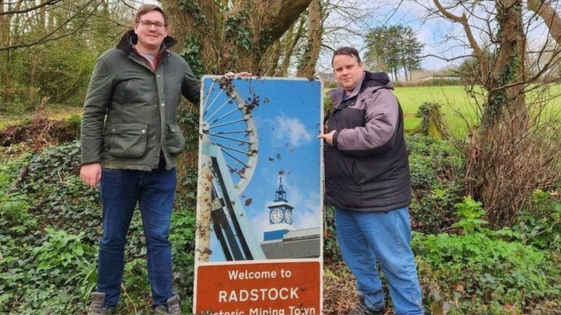 Richard Pears and James Mustoe discovered the sign 150 miles away from its home