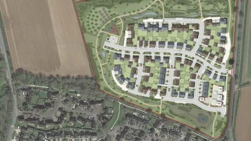 An artist's impression of what the development will look like among the existing homes in Fairford