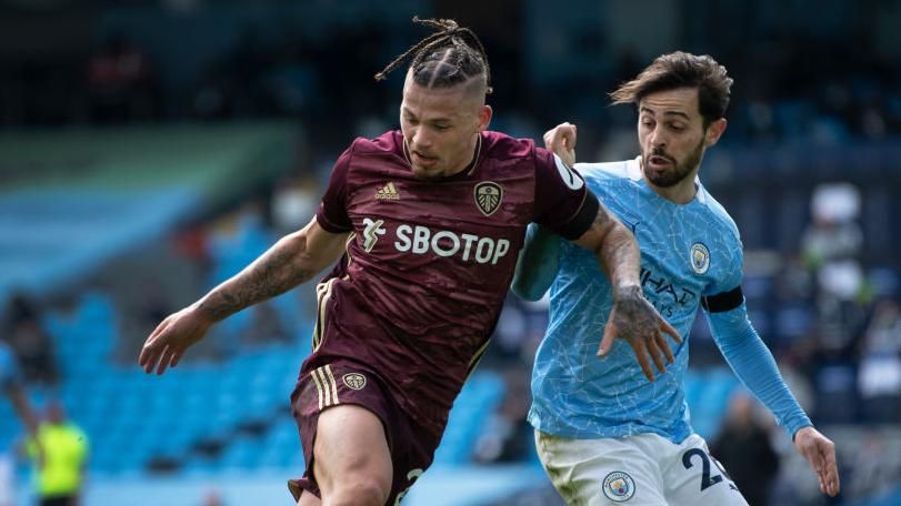Kalvin Phillips in action against Manchester City