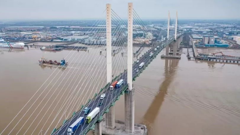 An aerial picture of the QE2 bridge