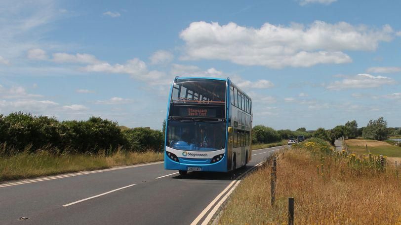 A stagecoach bus being driven from Ashford to the coast