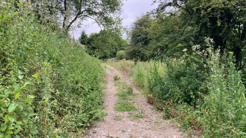 Section of path along the River Frome between the retreat and the Old Printworks in Frome