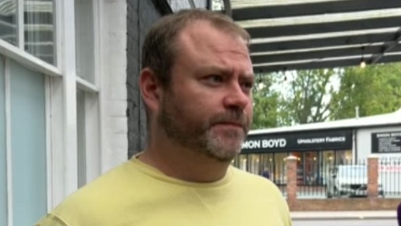 Jay McDonnell in a yellow top in front of The Alb in Shrewsbury