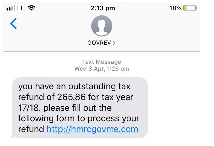 Example of scam text