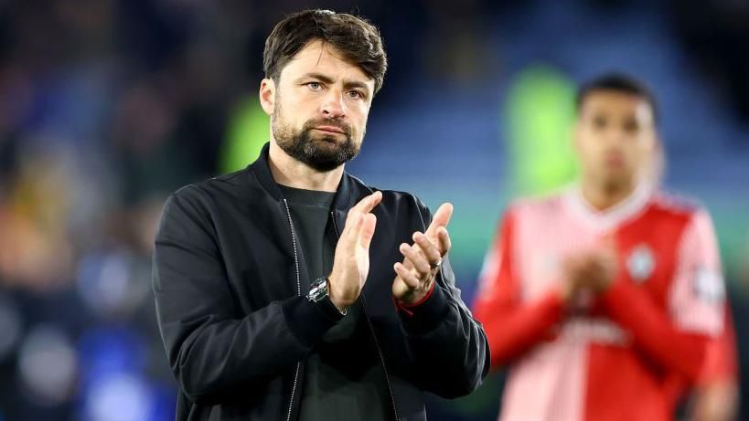 Southampton manager Russell Martin during the Championship match between Leicester City and Southampton FC at The King Power Stadium