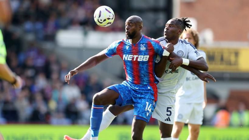 Jean-Philippe Mateta in action for Crystal Palace against Leicester in the Premier League