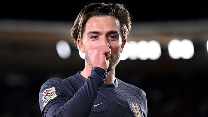 Jack Grealish, who has just become a father for the first time, celebrates putting England ahead against Finland in Helsinki