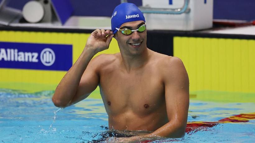 Para-swimmer Simone Barlaam smiles aft a race