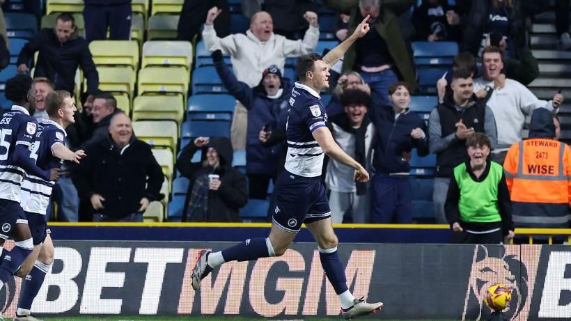 Jake Cooper celebrates scoring for Millwall