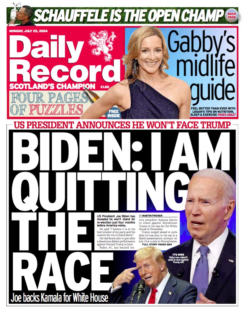 Scotland's Papers: Us Election 'turmoil' As Joe Biden Quits - Bbc News