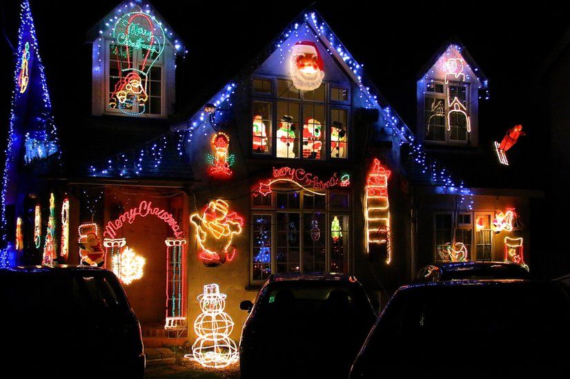 Christmas lights on a house