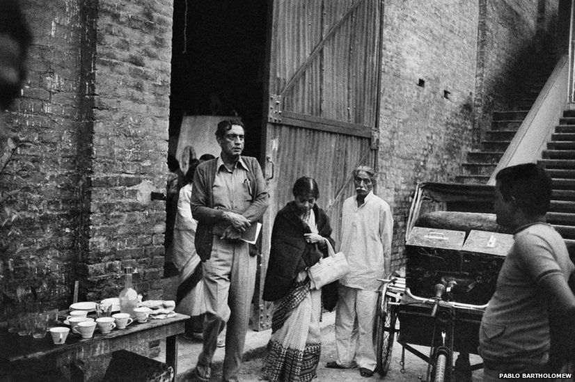 Satyajit Ray at a Calcutta studio