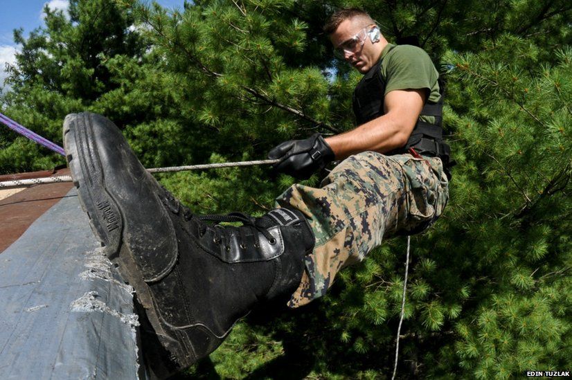Man abseiling
