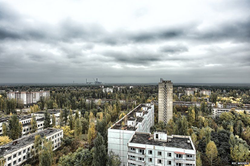 View from one of the highest rooftops in Pripyat