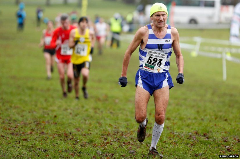 A competitor competes in the Northern Ireland Masters Cross Country