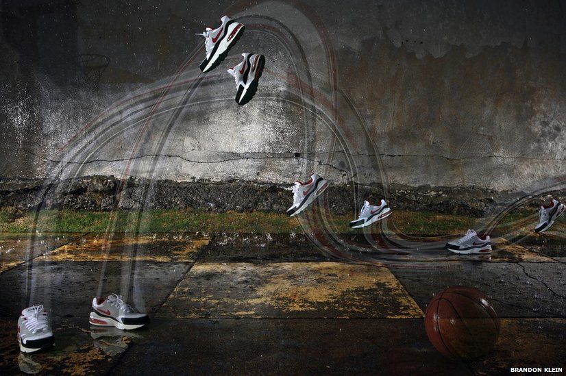 Conceptual image of shoes running