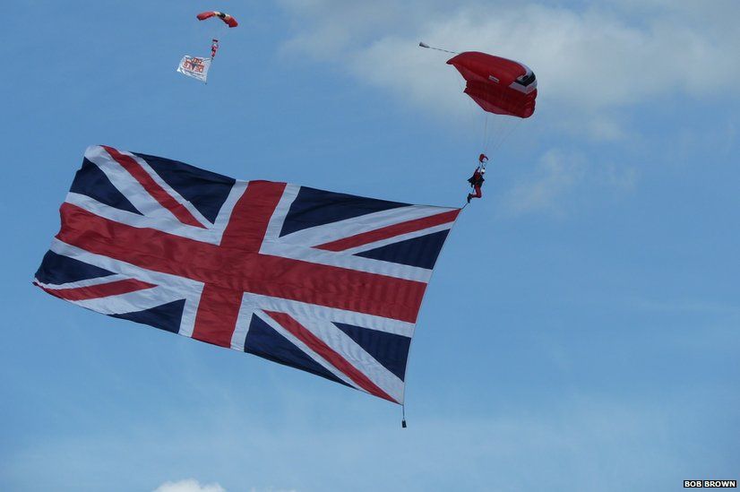 Red Devils Parachute Freefall Team with Union flag