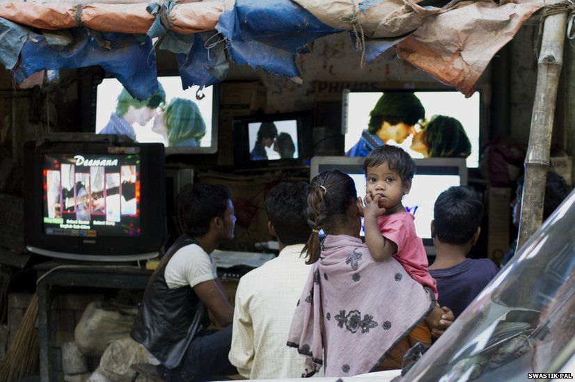 Chandni Chowk in Kolkata is the major electronic hub of the city. It is a common practice to use the discarded picture tube from the computer monitors to make low cost, locally assembled television.
