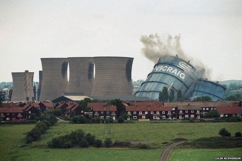 Boom! (1996-2014): The demolition in 1996 of the iconic towers at Ravenscraig, Europe's largest hot strip steel mill. The plant at Motherwell, Lanarkshire was closed in 1992. From the series Phoenix: the fall and rise of Ravenscraig