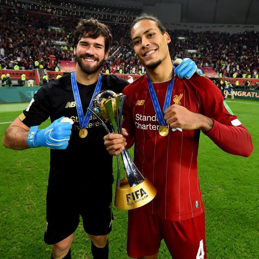 Liverpool's Alisson Becker and Virgil van Dijk