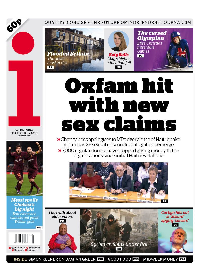 Newspaper headlines: Charity sex claims and 'Queen of fashion