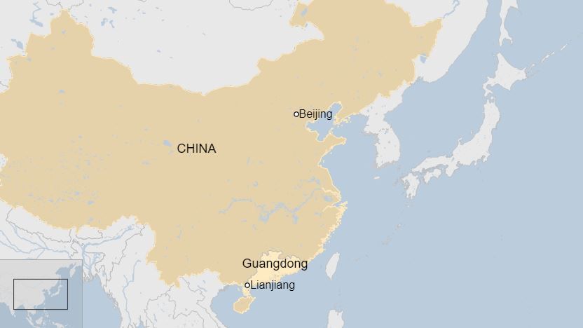 Map of Lianjiang in China's Guangdong province