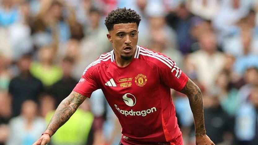 Jadon Sancho successful action for Manchester United successful nan Community Shield