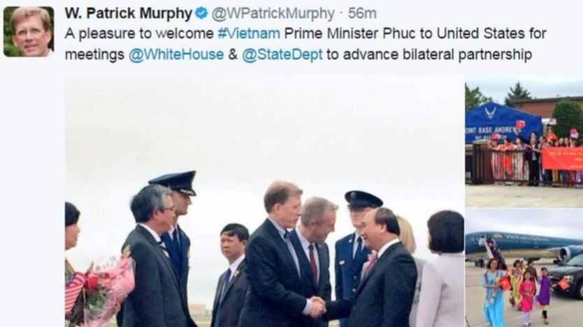 Patrick Murphy, Phó trợ lý Ngoại trưởng Mỹ, đăng hình trên Twitter