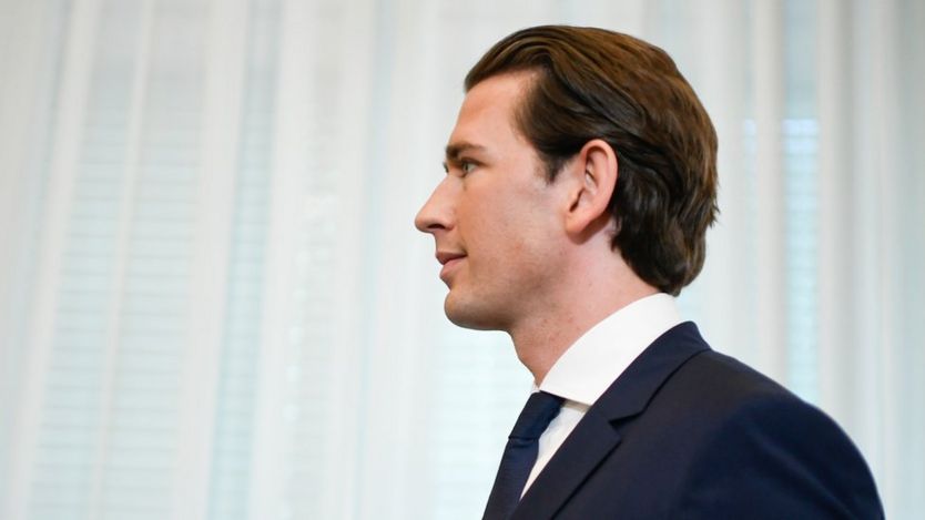 Ο αυστριακός καγκελάριος Sebastian Kurz, που βλέπει σε προφίλ