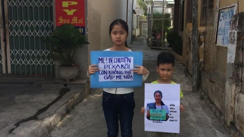 Bé Nấm, Gấu con của nhà hoạt động Nguyễn Ngọc Như Quỳnh sau khi biết mẹ bị chuyển sang trại giam ở Thanh Hóa.