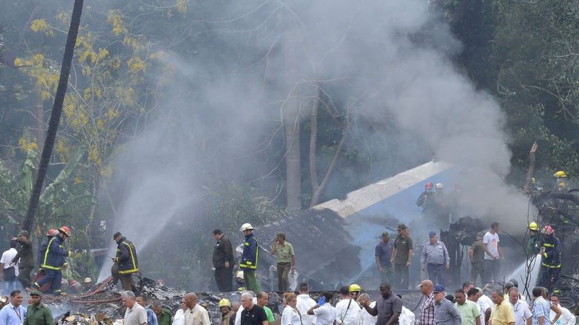 The site of the accident after a Cubana de Aviacion aircraft crashed after taking off from Havana"s Jose Marti airport on May 18 2018
