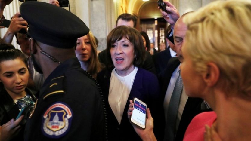 The decision of Susan Collins to vote yes helped sway the final tally
