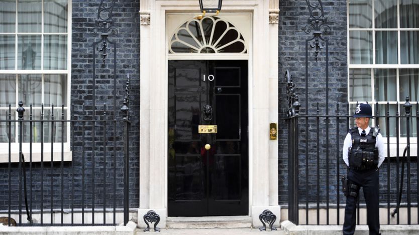 A policeman stands on guard outside No 10 Downing Street