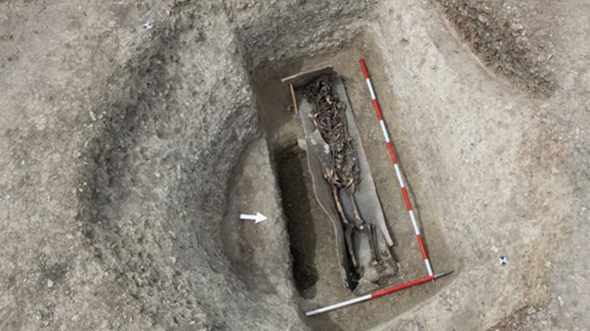 Roman skeleton in lead coffin