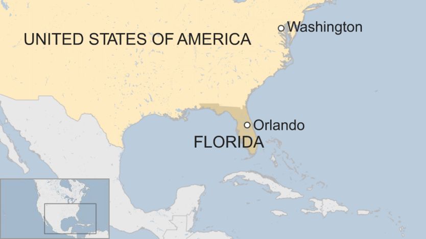 Map of US showing Orlando
