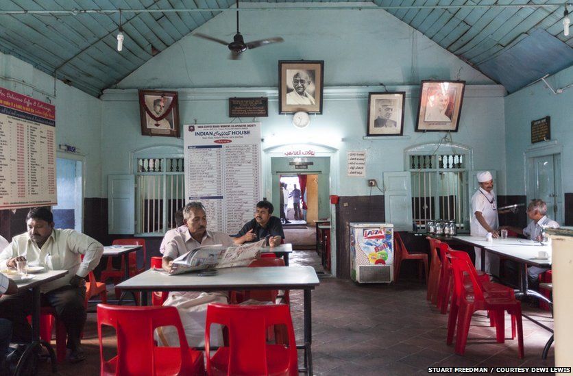 The interior of the Indian Coffee House, Kollam, India