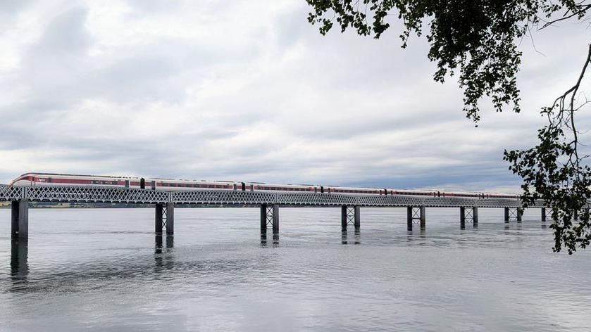 Train on a bridge