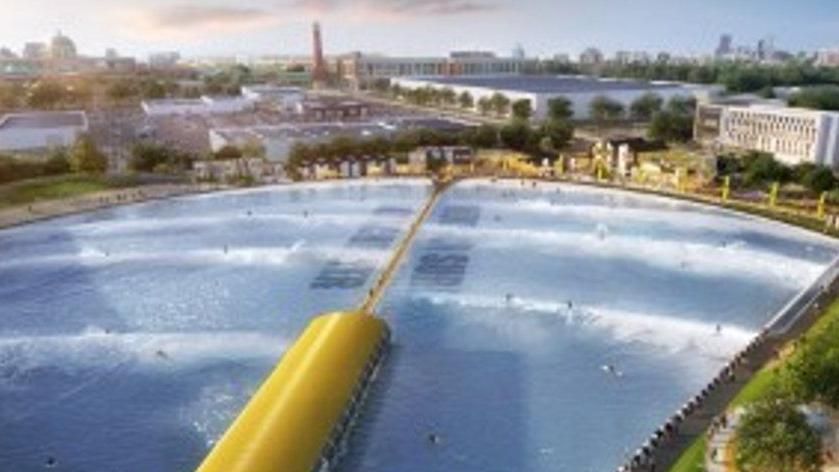 An artist's impression of how the surf venue will look by the Trafford Centre