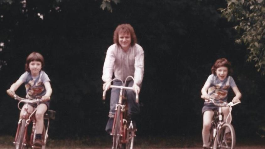 Bruce family on bicycles