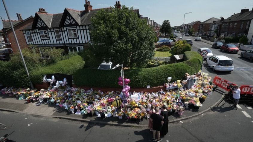 Floral tributes continue to be laid near the scene of the Southport knife attack