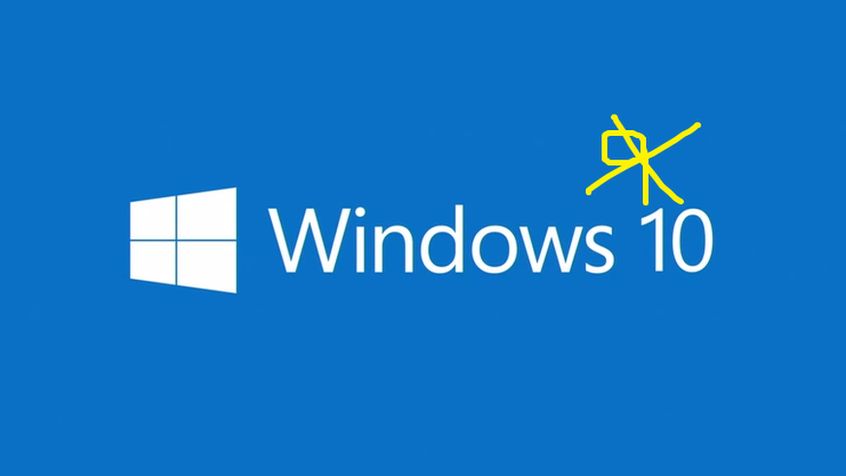windows 10 logo with added 9 crossed out