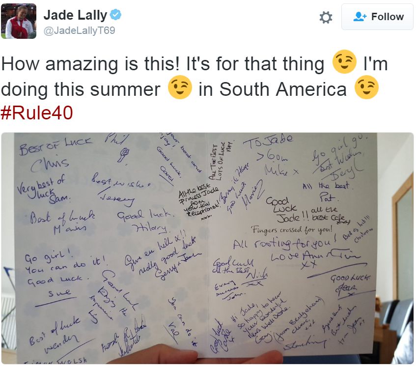 Jade Lally tweet