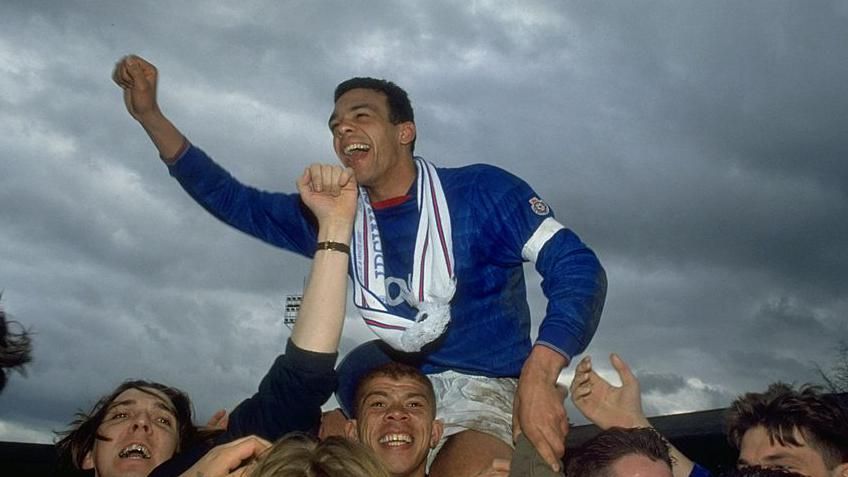 Jason Dozzell pictured after an Ipswich Town match against Oxford United in 1992