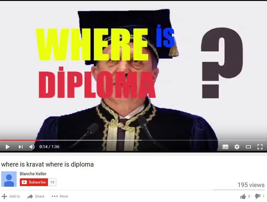 YouTube video asking 'Where is the diploma?'