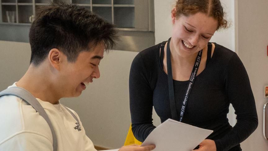 Ian and Humreen opened their results at Eastbourne College