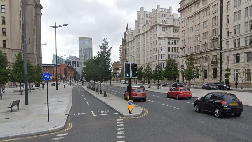 The Stand, Liverpool showing segregated cycle lane