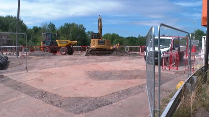 Diggers pictured on the A432 bridge making way for a new temporary compound.