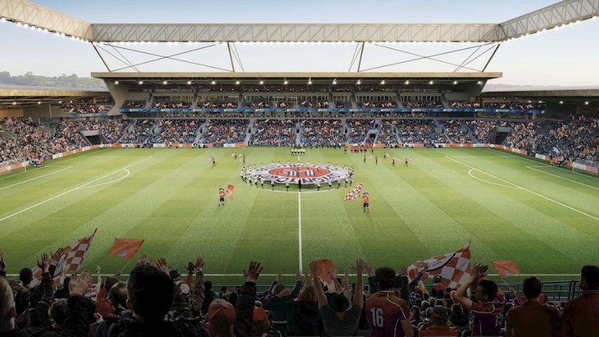 Artist's impression of the inside of the new Luton Town football stadium